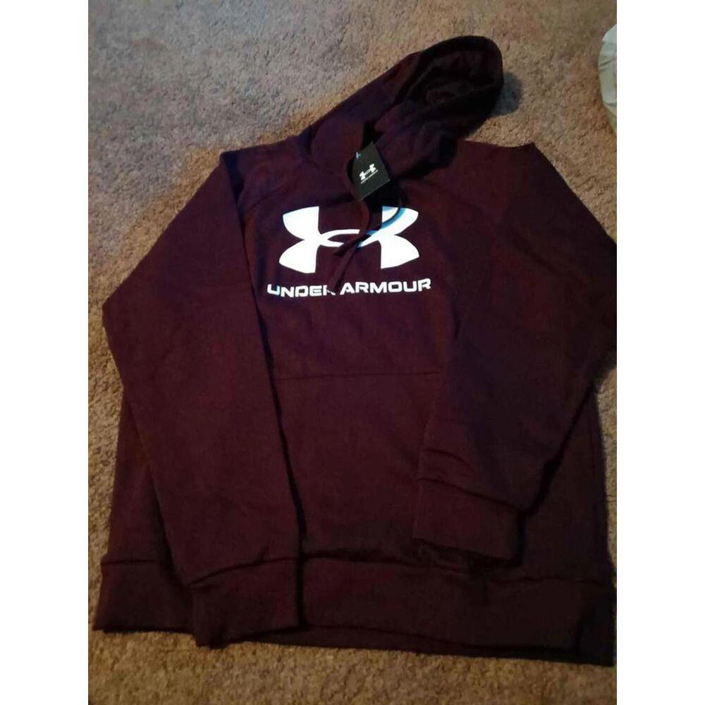 New Mens Under Armour Maroon Loose Fleece Sweatshirt Hoodie L